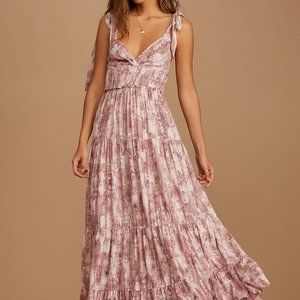 Lulus Our Perfect Day Pink Multi Print Tie-Strap Tiered Maxi Dress